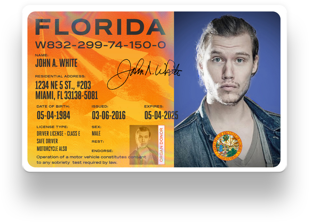 florida drivers license template free